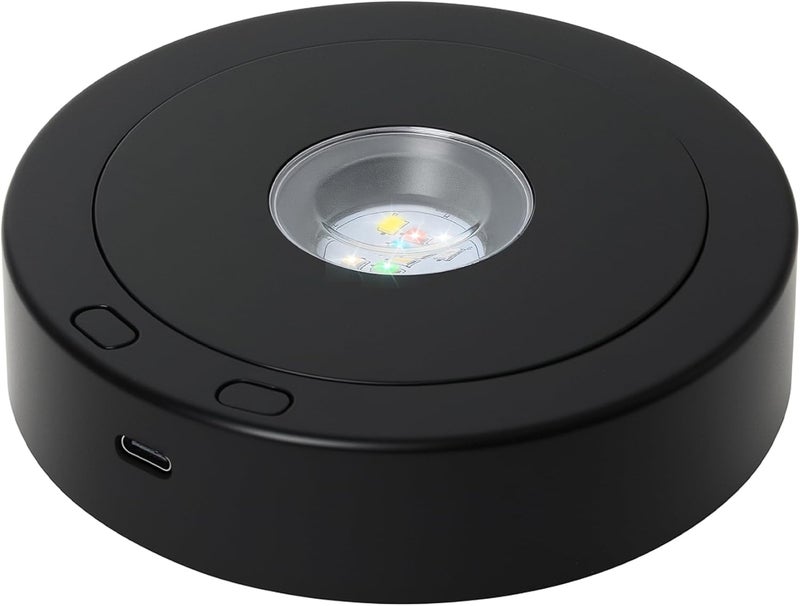 ZEERSHEE 4.5*1.2inch Rotating LED Light Display Stand Positive and Negative Rotation Display with Colorful Lights Base for Glass Crystal Art Christmas Decor(Black) - Image 1